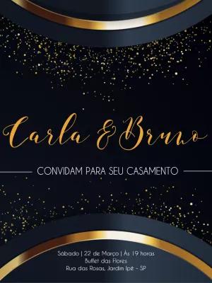 Convite de Casamento Elegante Dourado para Editar Online