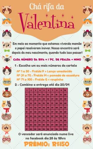 Convite Chá Rifa Tema Gatinhos para Editar Online