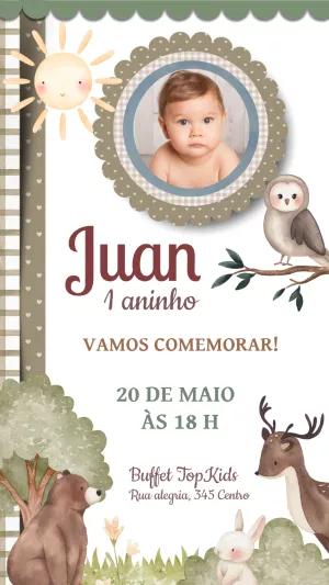 Convite Aniversário Bosque Encantado com Foto para Editar