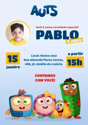 Convite Aniversário Eu Sou Auts com Foto para Editar Online