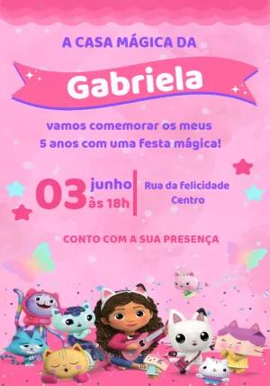 Convite Aniversário A Casa Mágica da Gabby para Editar Online