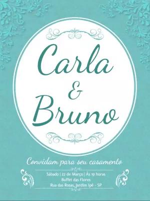 Convite de Casamento Verde Tiffany Elegante para Editar Online