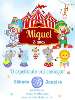 Convite de Aniversário Circo Patati Patatá para Editar Online