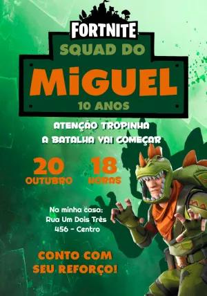 Convite de Aniversário Fortnite Squad para Editar Online