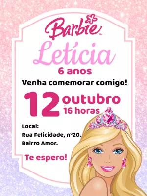 Convite Aniversário Barbie Editável Online para Enviar