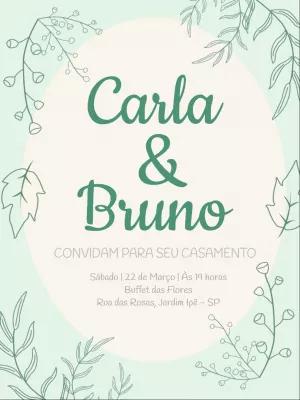 Convite de Casamento Botânico com Folhagem para Editar