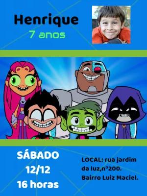 Convite Aniversário Jovens Titãs com Foto para Editar Online