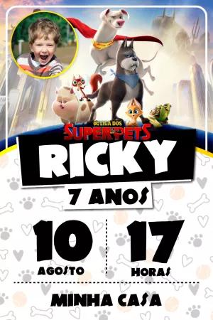 Convite Aniversário Super Pets com Foto para Editar Online