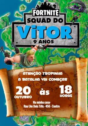 Convite Aniversário Fortnite Squad para Editar Online