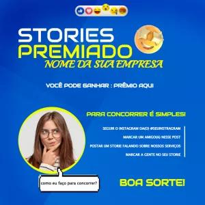 Arte Editável de Sorteio para Stories com Foto para Postar