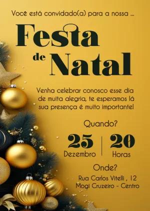 Convite Festa de Natal Dourado Elegante para Editar Online