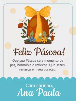 Cartão de Páscoa com Ovo e Flores para Editar e Enviar Online