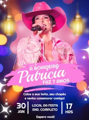 Convite de Aniversário Boiadeira Ana Castela para Editar Online