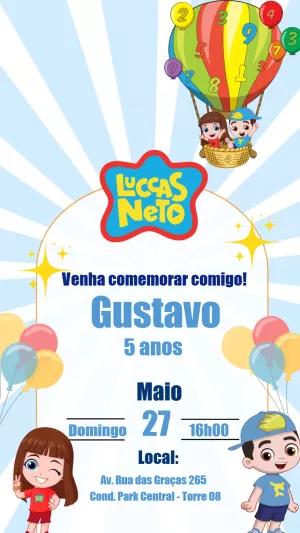Convite de Aniversário Luccas Neto para Editar Online