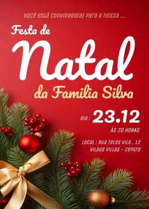 Convite Festa de Natal Elegante para Editar e Imprimir