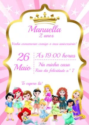 Convite Aniversário Princesas Baby para Editar Online