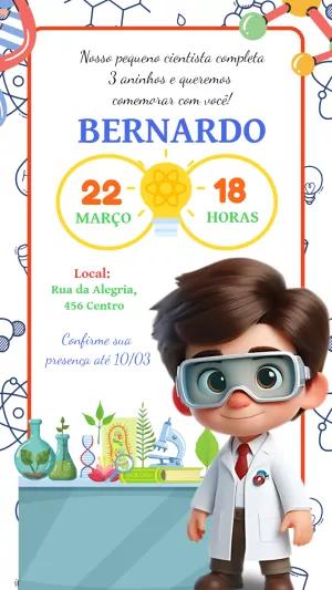 Convite de Aniversário Cientista Menino para Editar Online