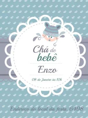 Convite Chá de Bebê Menino Azul para Editar Online