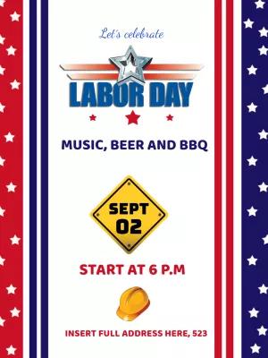 Labor Day BBQ Invitation with Patriotic Theme to Edit Online