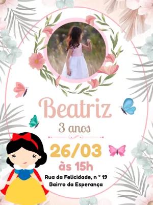 Convite Aniversário Branca de Neve com Foto para Editar