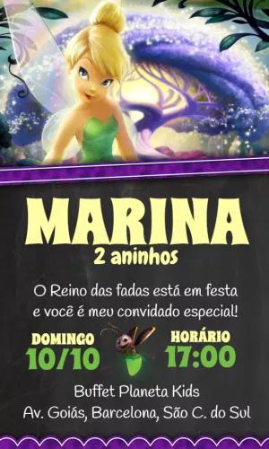 Convite de Aniversário Fada Sininho para Editar Online