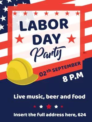 Editable Labor Day Party Invitation with US Flag to Edit Online