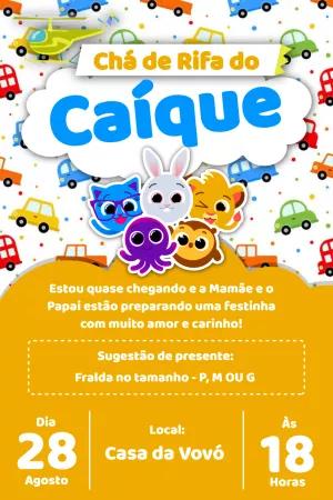 Convite Chá de Rifa Bolofofos com Personagens para Editar