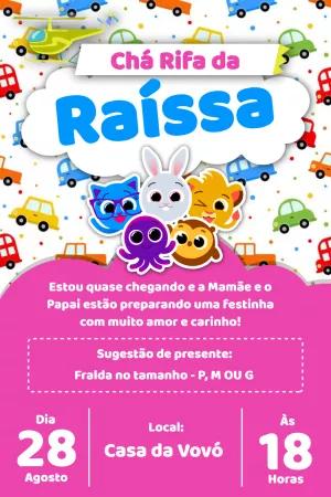 Convite Chá Rifa Bolofofos Rosa para Editar Online