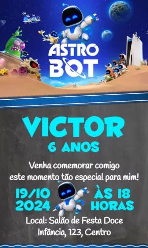 Convite Astro Bot de Aniversário para Editar e Imprimir