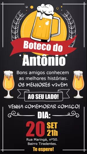 Convite Aniversário Boteco Estilo Chalkboard para Editar