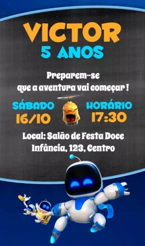 Convite de Aniversário Astro Bot para Editar Online