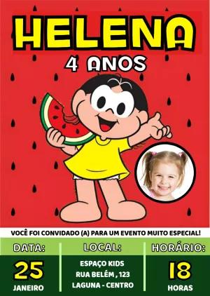 Convite Aniversário Magali Turma da Mônica com Foto para Editar