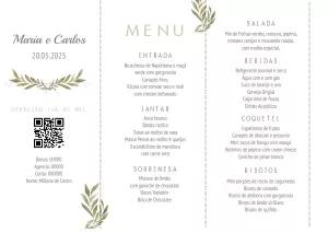 Cardápio de Casamento Floral Elegante para Editar Online