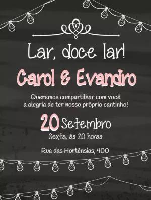 Convite de Casa Nova Chalkboard com Luzes para Editar Online