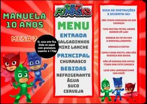 Menu de Aniversário Pj Masks para Editar Online