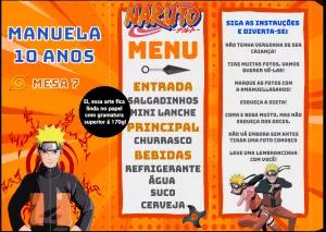 Menu de Mesa Aniversário Naruto para Editar Online