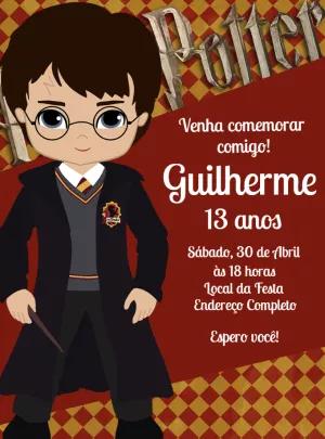 Convite de Aniversário Harry Potter para Editar Online