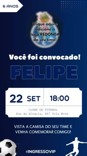 Convite de Aniversário Futebol com Logo do Time para Editar