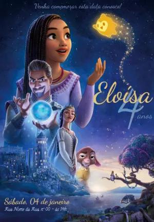 Convite de Aniversário Wish com Asha e Estrela Mágica Editável