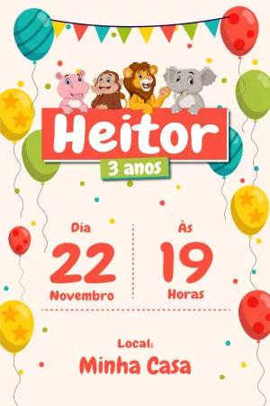 Convite de Aniversário Safari com Animais para Editar Online