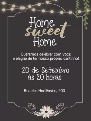 Convite Open House Rústico com Luzes para Editar Online