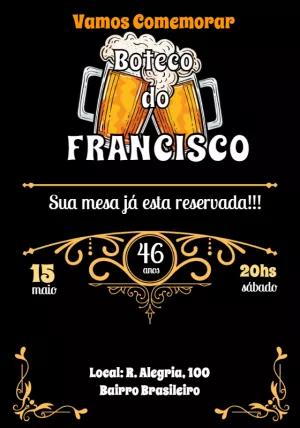 Convite de Aniversário Tema Boteco com Cerveja para Editar