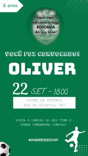 Convite Aniversário Futebol com Logo do Time para Editar Online