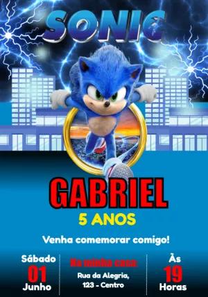 Convite de Aniversário Sonic para Editar Online e Imprimir