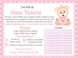 Chá Rifa Ursinha Princesa com Cartela para Editar Online