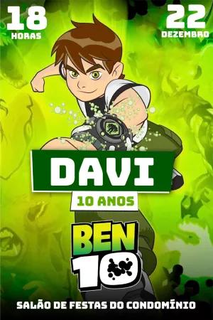 Convite de Aniversário Ben 10 para Editar e Imprimir Online