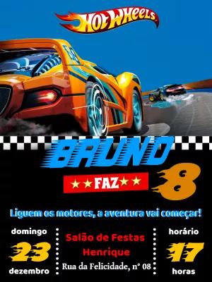 Convite de Aniversário Hot Wheels com Carros para Editar Online