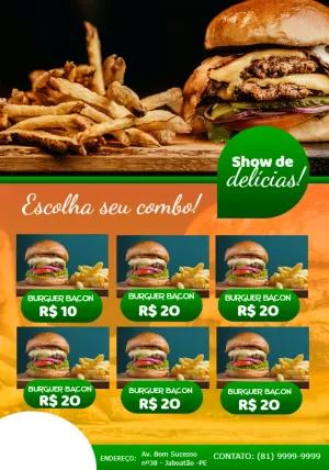 Flyer de Hambúrguer com Combos para Editar Online