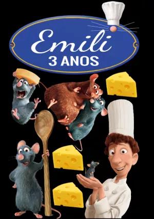 Topo de Bolo Ratatouille com Personagens para Editar e Imprimir
