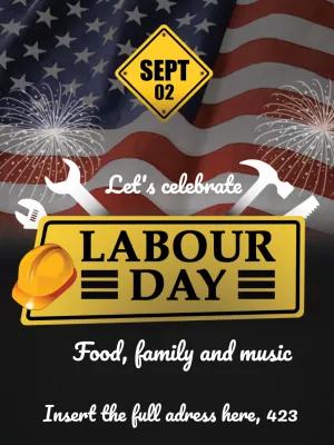 Editable Labor Day Invitation with American Flag to Customize